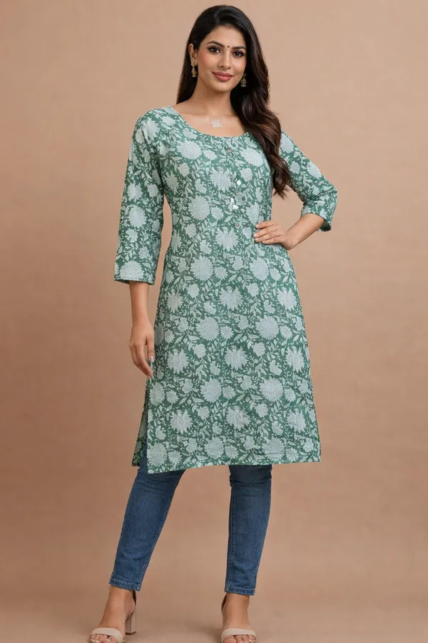 Green_Premium_Cotton_Kurti_For_Women