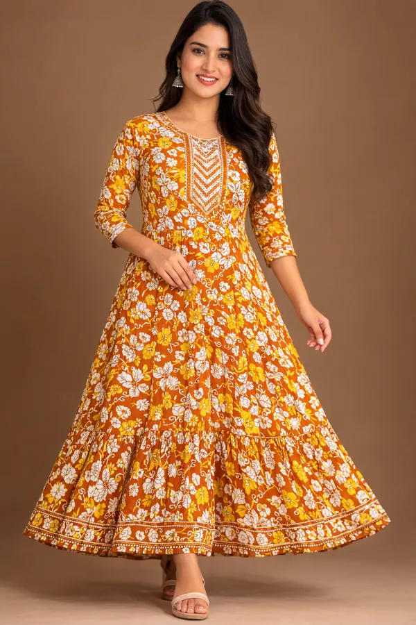 Yellow_And_White_Premium_Cotton_Frock_Suit_For_Women