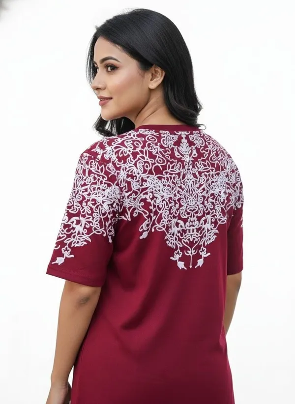 Maroon_Premium_Cotton_T-Shirt_For_Women
