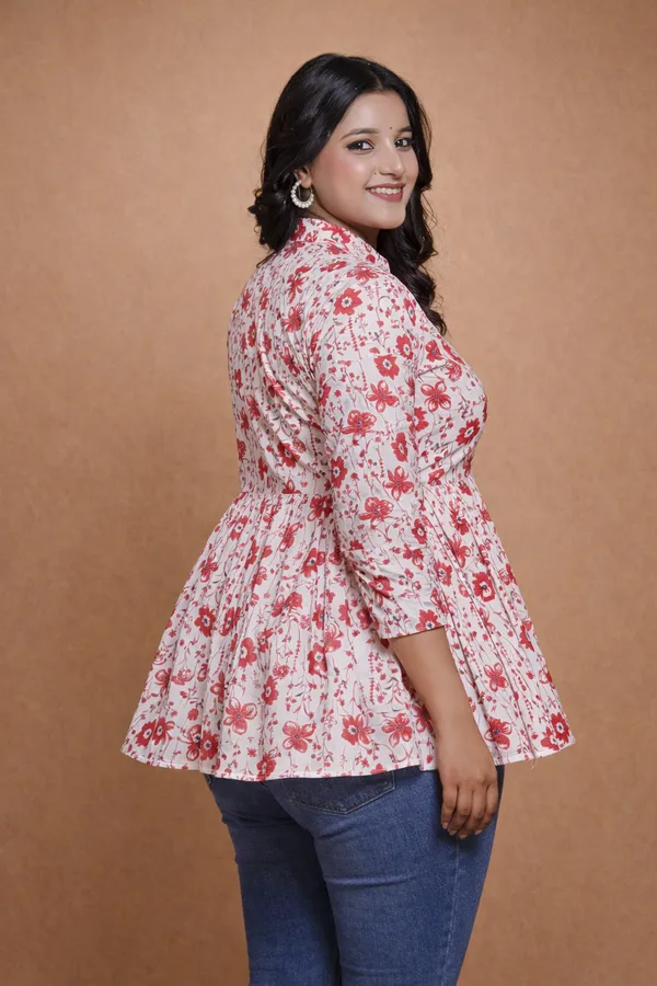 White_And_Red_Premium_Cotton_Kurti_For_Women