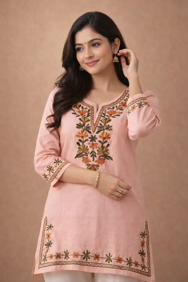 Light_Pink_Premium_Cotton_Kurti_For_Women
