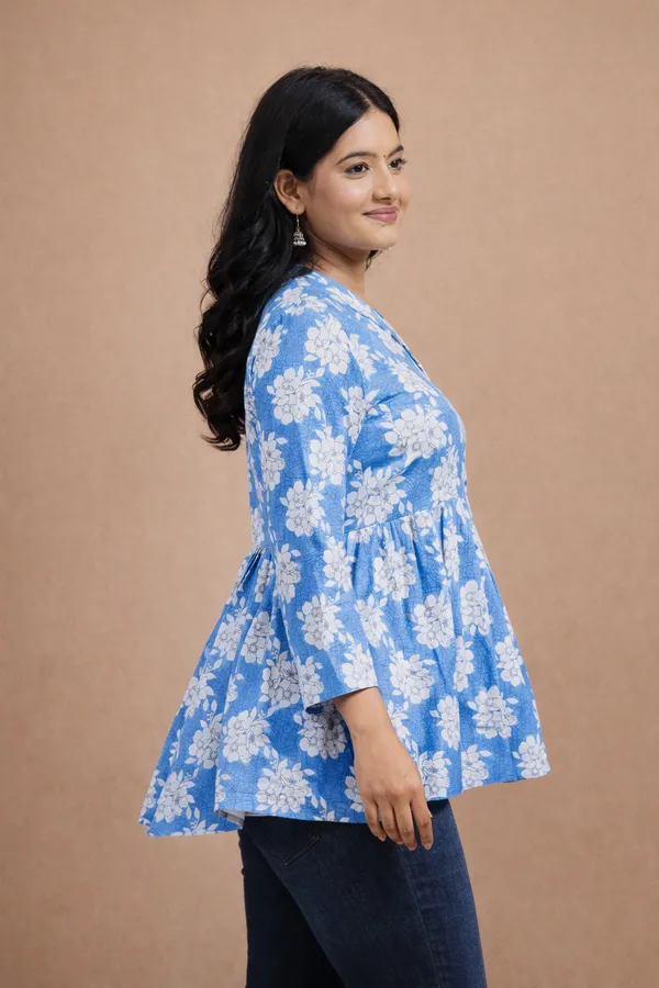 Blue_And_White_Premium_Cotton_Kurti_For_Women