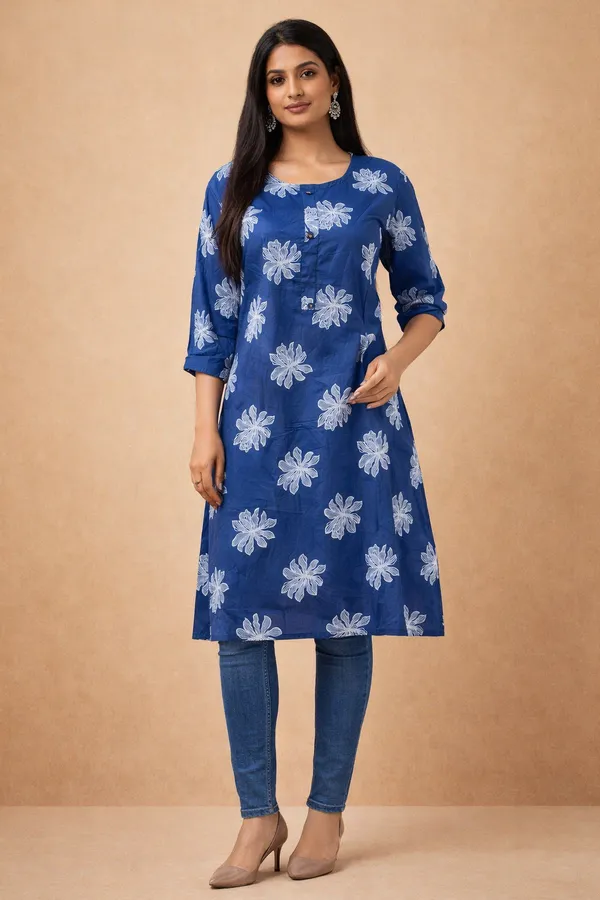 Dark_Blue_Premium_Cotton_Kurti_For_Women