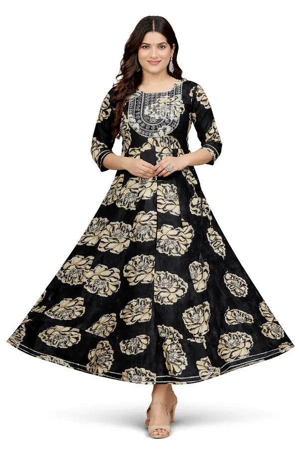Black_And_Brown_Premium_Cotton_Frock_Suit_For_Women