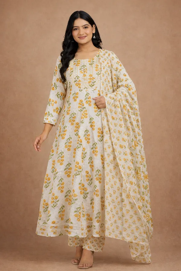 Yellow_And_White_Premium_Cotton_Suit_For_Women