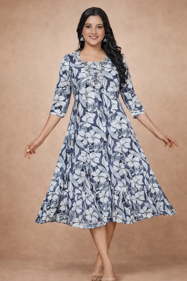 Brown_And_White_Premium_Cotton_Frock_Suit_For_Women