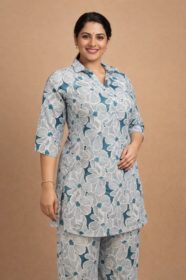 Green_And_White_Premium_Cotton_Co-Ord_Set_For_Women