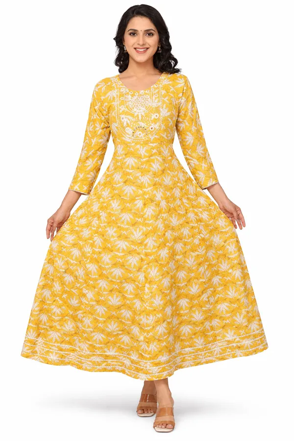 Yellow_Premium_Cotton_Frock_Suit_For_Women