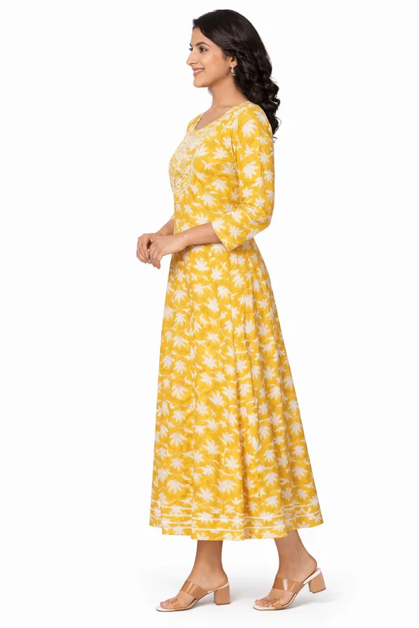 Yellow_Premium_Cotton_Frock_Suit_For_Women