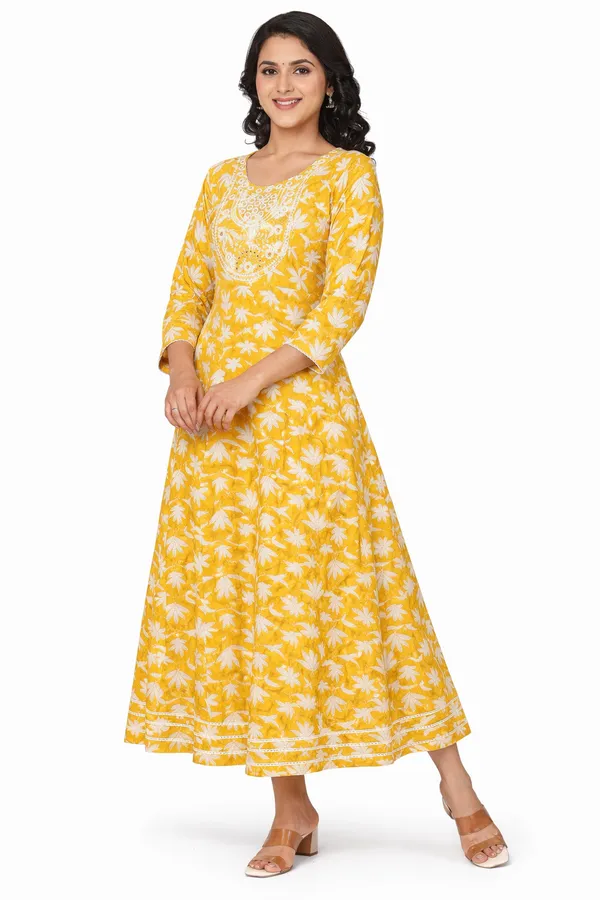 Yellow_Premium_Cotton_Frock_Suit_For_Women