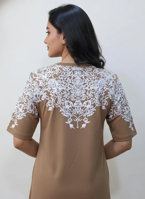 Beige_Premium_Cotton_T-Shirt_For_Women