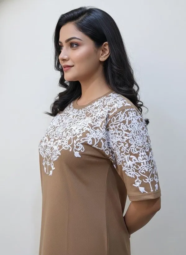 Beige_Premium_Cotton_T-Shirt_For_Women