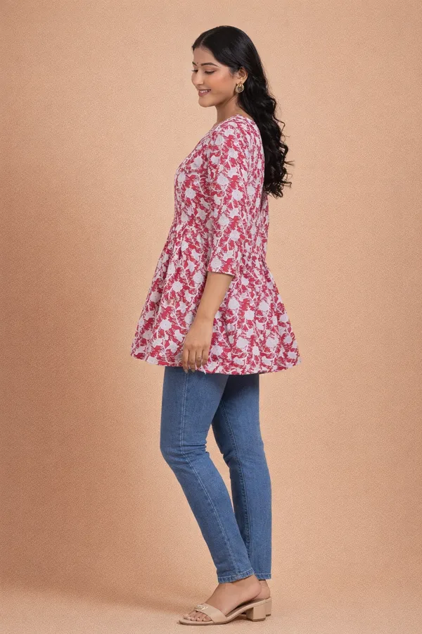 Pink_And_White_Premium_Cotton_Kurti_For_Women