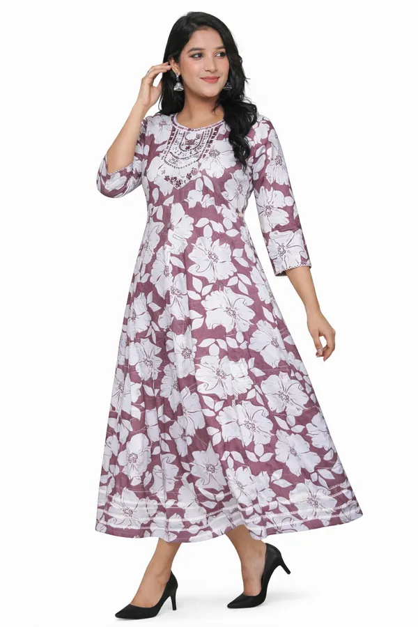 Brown_And_White_Premium_Cotton_Frock_Suit_For_Women