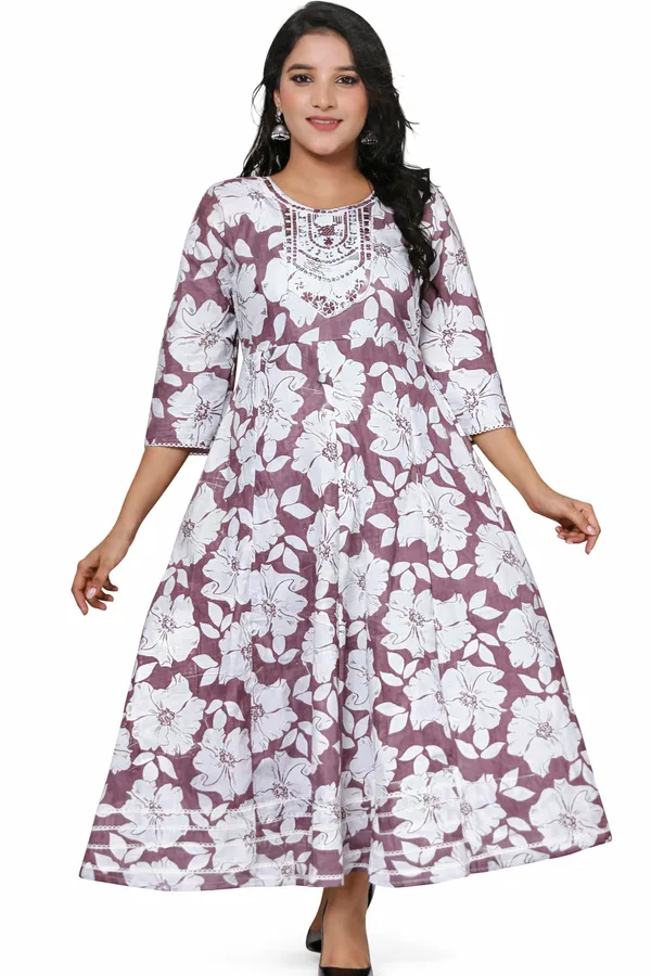 Brown_And_White_Premium_Cotton_Frock_Suit_For_Women