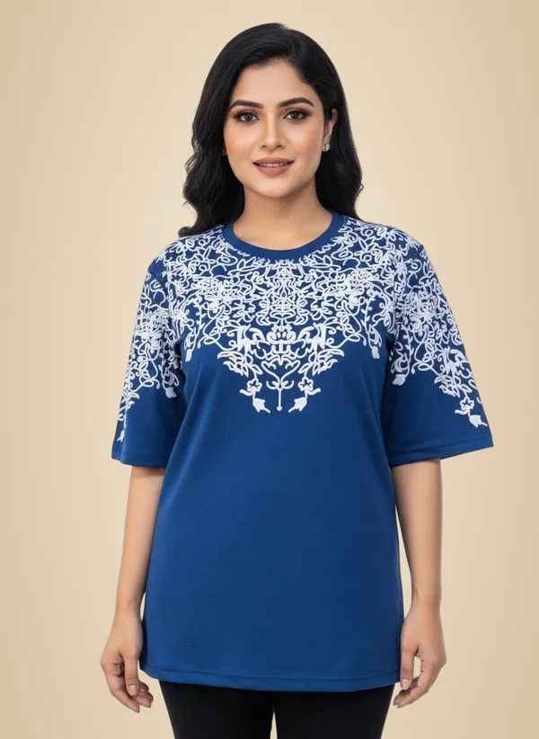 Blue_Premium_Cotton_T-Shirt_For_Women