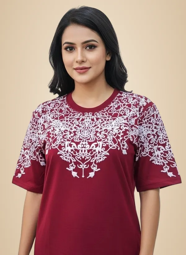 Maroon_Premium_Cotton_T-Shirt_For_Women