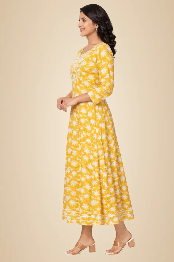Yellow_Premium_Cotton_Frock_Suit_For_Women