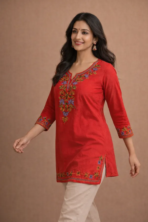 Red_Premium_Cotton_Kurti_For_Women