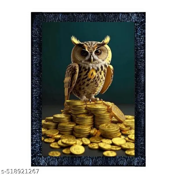 Feng_Shui_Golden_Owl_Wall_Hanging_Frame__Wisdom_&_Wealth_Decor_#Decorative