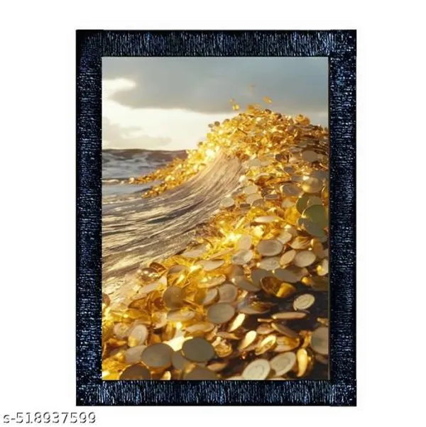 Golden_Wave_Of_Wealth_Wall_Hanging_Frame__Luxurious_Prosperity_Art_#Decorative