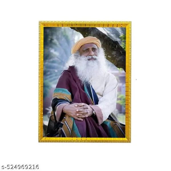 Inspirational_Quote_Photo_Frame,_A4_Size,_Gold_Decorative_Border_Parvat_Behind_Sadguru_Ji