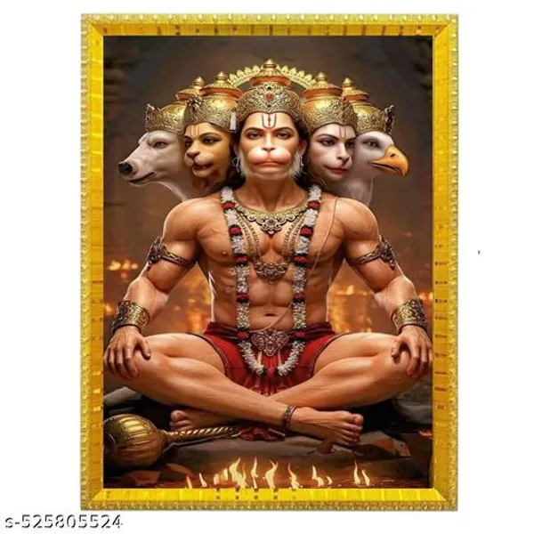 Hanuman_Ji_Religious_Wall_Art_With_Golden_Frame,_A4_Size_Photo_Frame_For_Home_Temple,_Living_Room_1