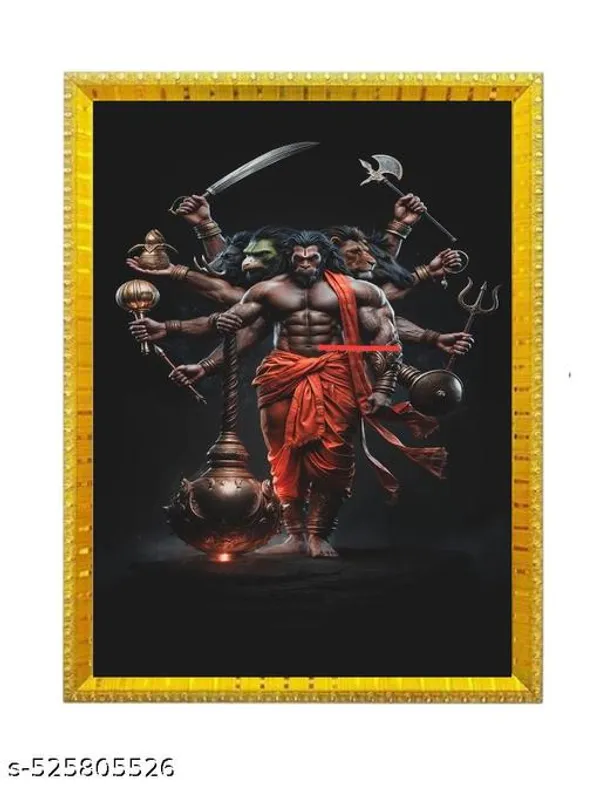 Hanuman_Ji_Religious_Wall_Art_With_Golden_Frame,_A4_Size_Photo_Frame_For_Home_Temple,_Living_Room_1