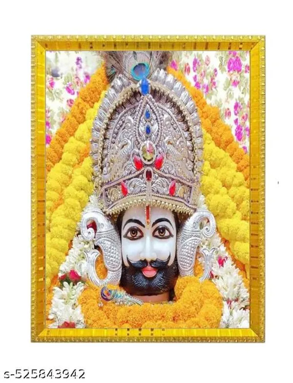 Khatu_Shyam_Ji_Photo_Frame__Golden_Wall_Hanging_For_Home_Decor,_Shyam_Baba_Painting_For_Living_Room,_Hare_Ka_Sahara_Baba_Shyam_Hamara_08X12_Inch