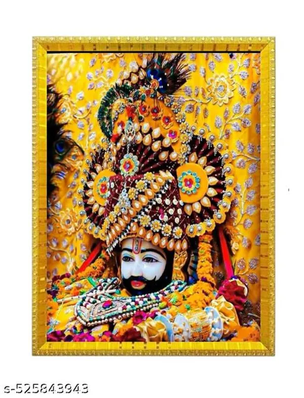 Khatu_Shyam_Ji_Photo_Frame__Golden_Wall_Hanging_For_Home_Decor,_Shyam_Baba_Painting_For_Living_Room,_Hare_Ka_Sahara_Baba_Shyam_Hamara_08X12_Inch