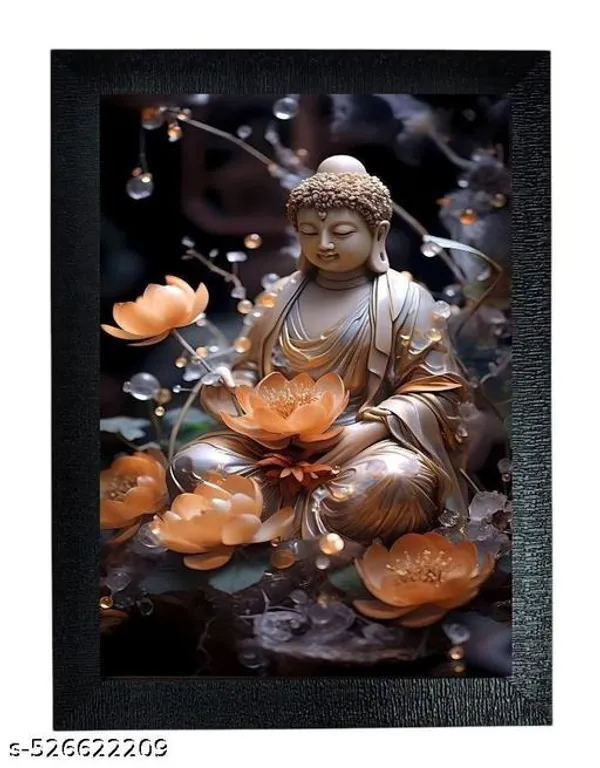 Buddha_Wall_Art_With_Frame,_Meditation_Theme,_A4_Size,_Black_Frame,_For_Living_Room,_Office,_Yoga_Room_Narngi_Phool