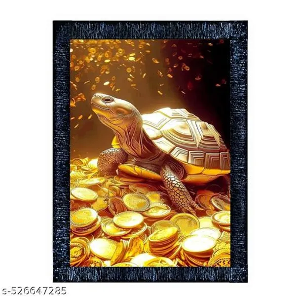 Moneyy_Tree_Painting,_Golden_Tree_Tortoise_Wall_Art_In_A4_Wooden_Frame,_Good_Luck_&_Prosperity_Home_Decor,_8_X_12_Inch