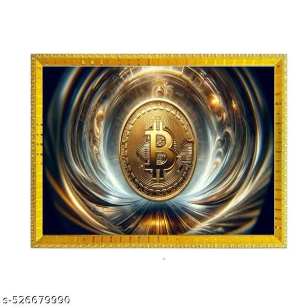 Bitcoin_Art_Print_With_Gold_Frame,_A4_Size,_Psychedelic_Rainbow_Design