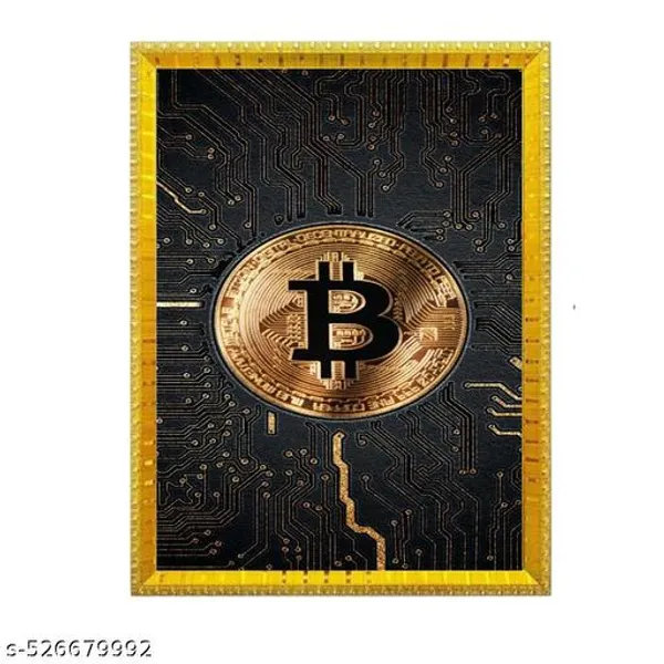Bitcoin_Art_Print_With_Gold_Frame,_A4_Size,_Psychedelic_Rainbow_Design_Carake_Black