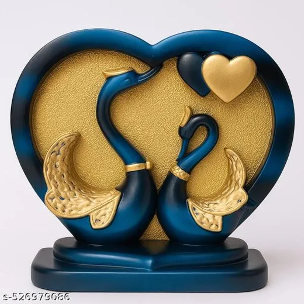 Love_#Hans_Showpiece_For_Home_&_Office_Decor,_Decorative_Swan_Couple_Figurine,_Heartshaped_Base,_Red_And_Black_Marble_Effect,_Rose_Gold_Accents__6_X_6_Inch_Multicolour_Blue/Black_Pack_Of_1