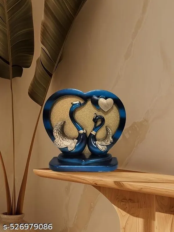 Love_#Hans_Showpiece_For_Home_&_Office_Decor,_Decorative_Swan_Couple_Figurine,_Heartshaped_Base,_Red_And_Black_Marble_Effect,_Rose_Gold_Accents__6_X_6_Inch_Multicolour_Blue/Black_Pack_Of_1
