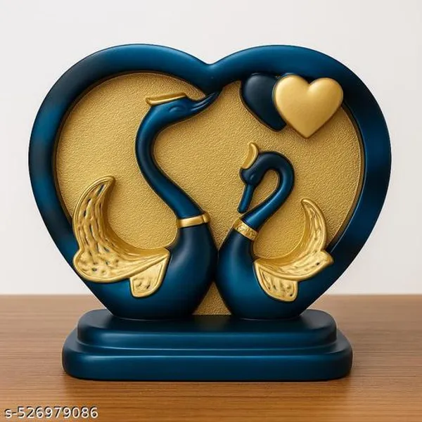Love_#Hans_Showpiece_For_Home_&_Office_Decor,_Decorative_Swan_Couple_Figurine,_Heartshaped_Base,_Red_And_Black_Marble_Effect,_Rose_Gold_Accents__6_X_6_Inch_Multicolour_Blue/Black_Pack_Of_1