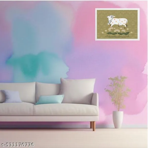 A4_Size_White_Photo_Frame_Pichwai_Cow_Lotuss_&_Bells_Photo_Frame_Office_,_Home_,_Hall_Decoretive...