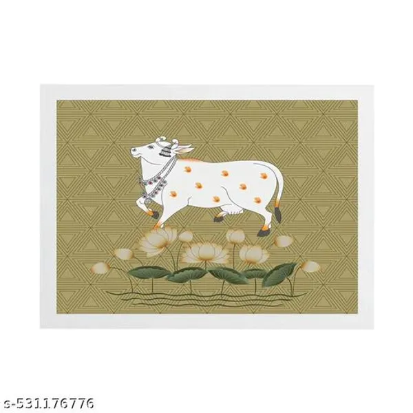 A4_Size_White_Photo_Frame_Pichwai_Cow_Lotuss_&_Bells_Photo_Frame_Office_,_Home_,_Hall_Decoretive...