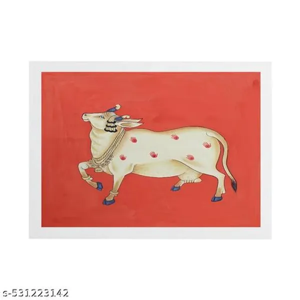 A4_Size_White_Photo_Frame_Pichwai_Cow_Lotuss_&_Bells_Photo_Frame_Office_,_Home_,_Hall_Decoretive