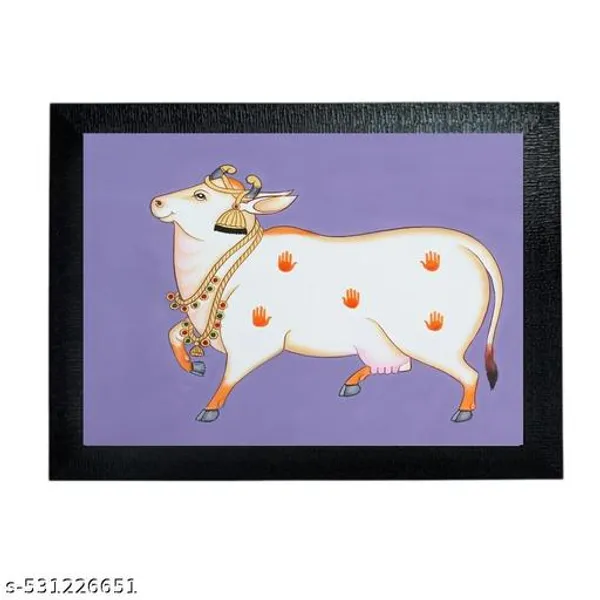 A4_Size_Black_Photo_Frame_Pichwai_Cow_Lotuss_&_Bells_Photo_Frame_Office_,_Home_,_Hall_Decoretive