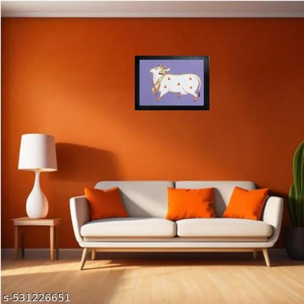 A4_Size_Black_Photo_Frame_Pichwai_Cow_Lotuss_&_Bells_Photo_Frame_Office_,_Home_,_Hall_Decoretive