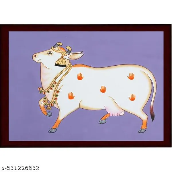 A4_Size_Brown_Photoo_Frame_Pichwai_Cow_Lotuss_&_Bells_Photo_Frame_Office_,_Home_,_Hall_Decoretive