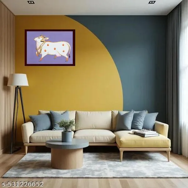 A4_Size_Brown_Photoo_Frame_Pichwai_Cow_Lotuss_&_Bells_Photo_Frame_Office_,_Home_,_Hall_Decoretive