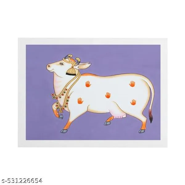 A4_Size_White_Photo_Frame_Pichwai_Cow_Lotuss_&_Bells_Photo_Frame_Office_,_Home_,_Hall_Decoretive