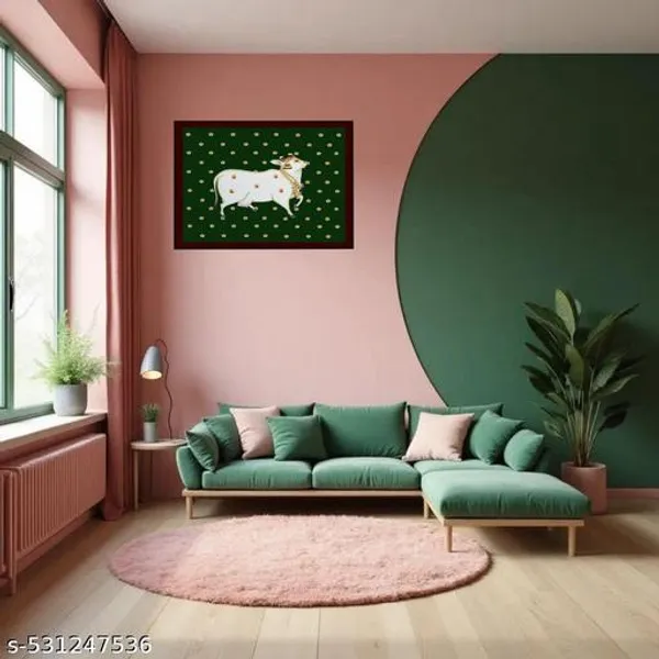 A4_Size_Brown_Photo_Frame_Pichwai_Cow_Lotuss_&_Bells_Photo_Frame_Office_,_Home_,_Hall_Decoretive