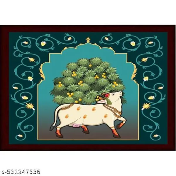 A4_Size_Brown_Photo_Frame_Pichwai_Cow_Lotuss_&_Bells_Photo_Frame_Office_,_Home_,_Hall_Decoretive