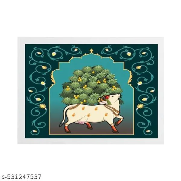 A4_Size_White_Photo_Frame_Pichwai_Cow_Lotuss_&_Bells_Photo_Frame_Office_,_Home_,_Hall_Decoretive