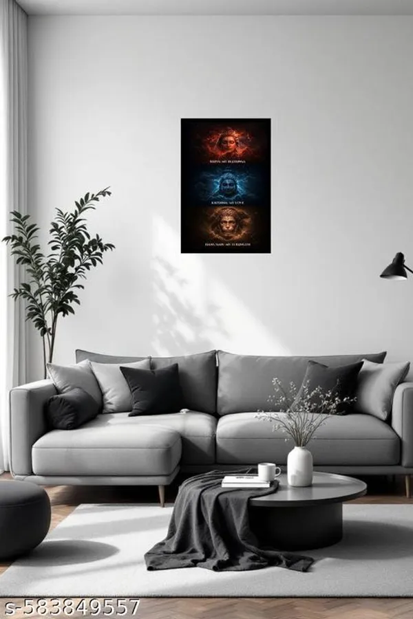 Shiva_Krishna_Hanuman_Motivational_Plastic_Wall_Frame__A4_Size