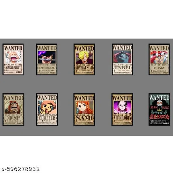 One_Piece_Bounty_Posters__Pack_Of_10__Anime_Wall_Frame_Set__Black_Frame_10X13_Inch_Each